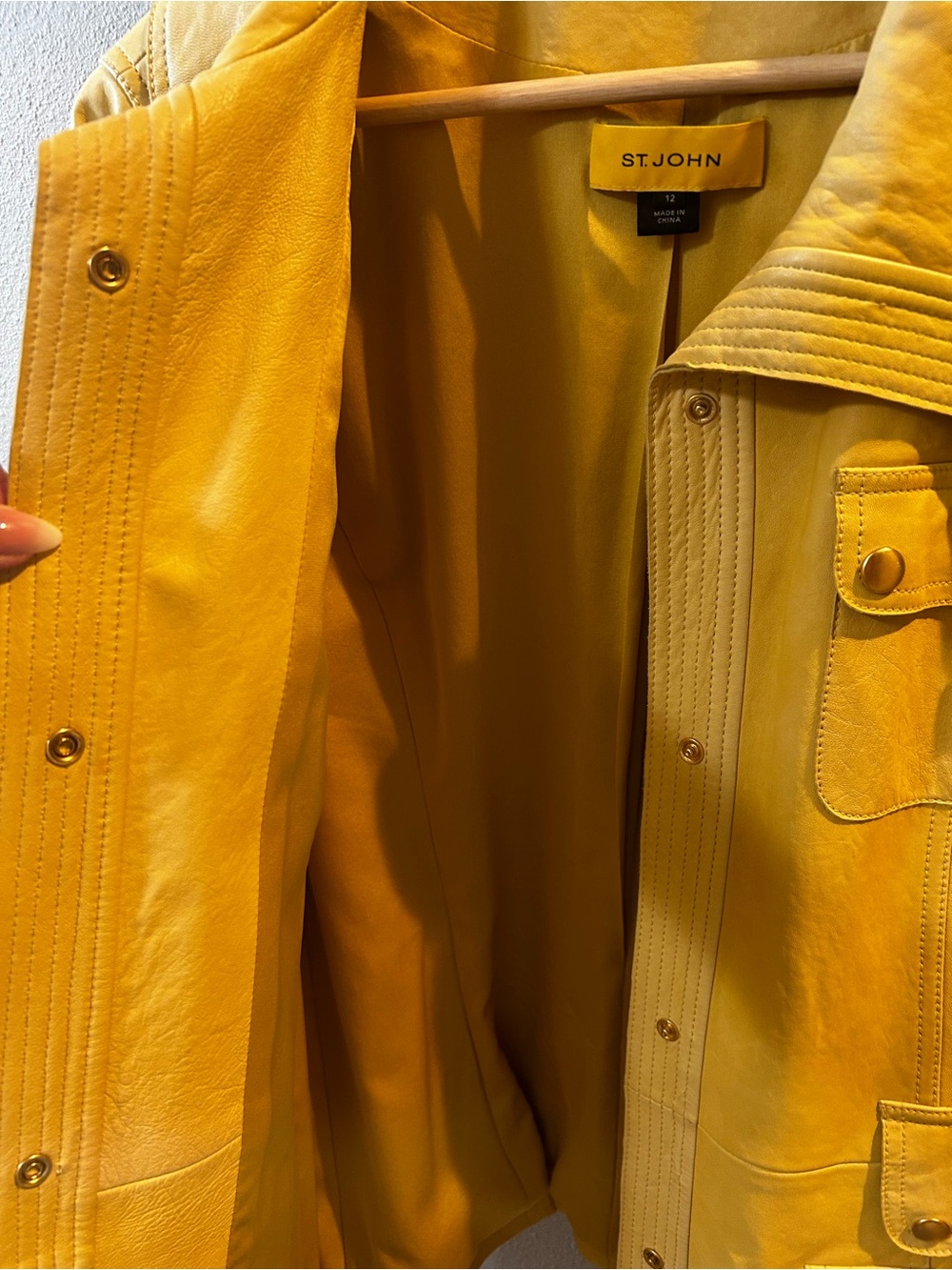 St. John Women's Light Yellow Leather Utility Jacket